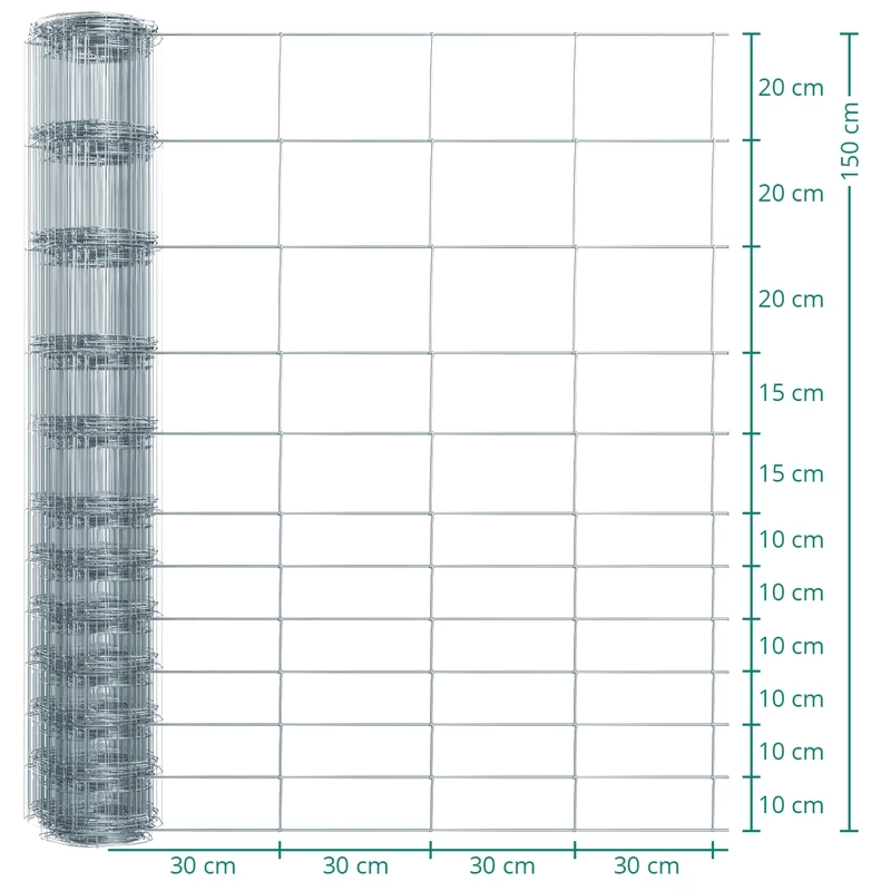 50m VOSS.farming Premium Wildzaun Komplettset 150/12/30 + Z-Profilpfosten + Schellen + Kappen + Erdt – Bild 2