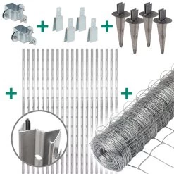 50m VOSS.farming Classic Wildzaun Komplettset 150/12/30 + Z-Profilpfosten + Schellen + Kappen + Erdt