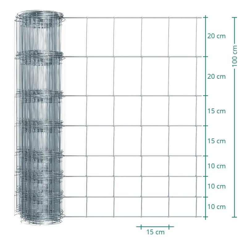 50m VOSS.farming Premium Plus Wildzaun, Knotengeflecht, Höhe 100cm - 100/08/15, Verzinkt