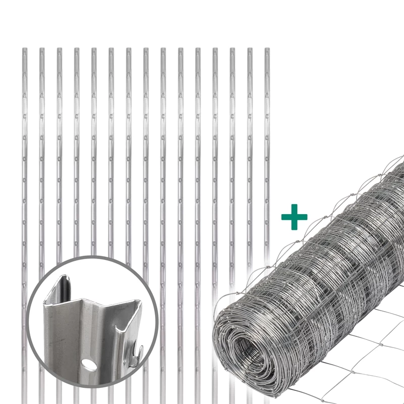 50m VOSS.farming Premium Plus Wildzaun Komplettset 125/13/15 + Z-Profilpfosten