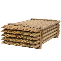 55x VOSS.farming Holzpfähle Rund, Zaunpfahl Holz, Kesseldruckimprägniert Klasse 4, 250cm X 100mm