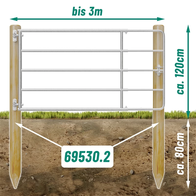 2x VOSS.farming Torpfosten Weidetor, Holz, 200cm X 140mm â Bild 2