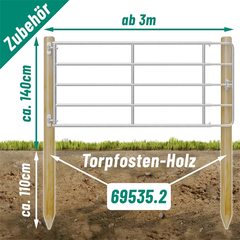 VOSS.farming Weidetor Weidezauntor, Verzinkt, Verstellbar 505 - 600 Cm, 110 Cm Hoch – Bild 20