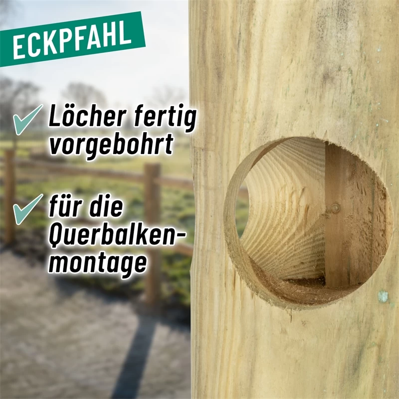 VOSS.farming Pferdezaun Holzpfosten - Arizona Eckpfahl 200cm X 140mm – Bild 10