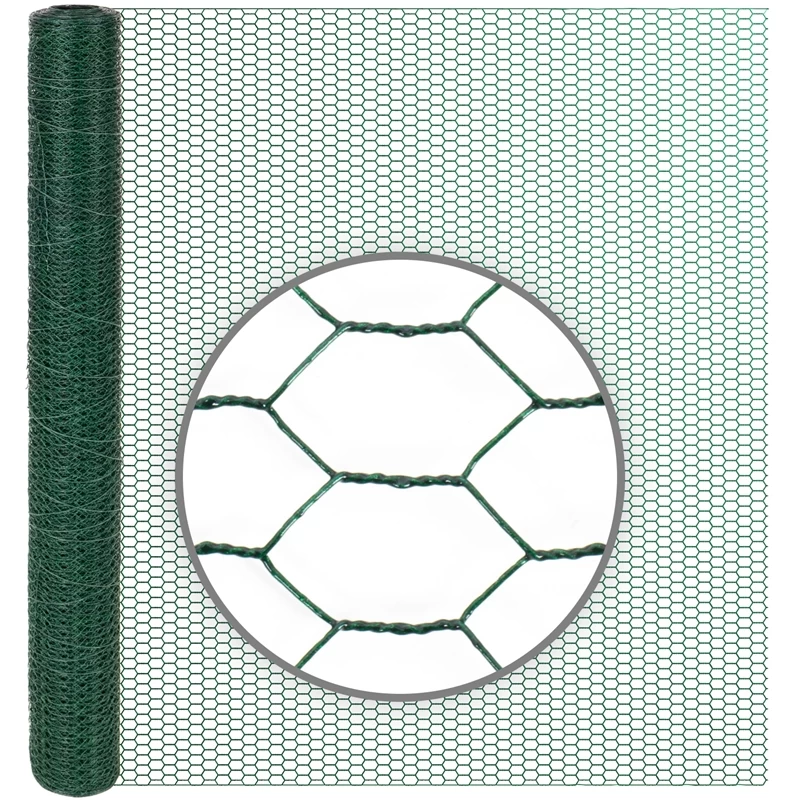 VOSS.farming Gartenzaun-SET: Sechseckgeflecht 10mx100cm, Grün + 8x Metall Zaunpfosten – Bild 2