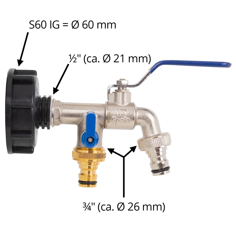 Anschlusshahn Für IBC-Container Mit 2 Schnellkupplungen, Separat Absperrbar – Bild 6