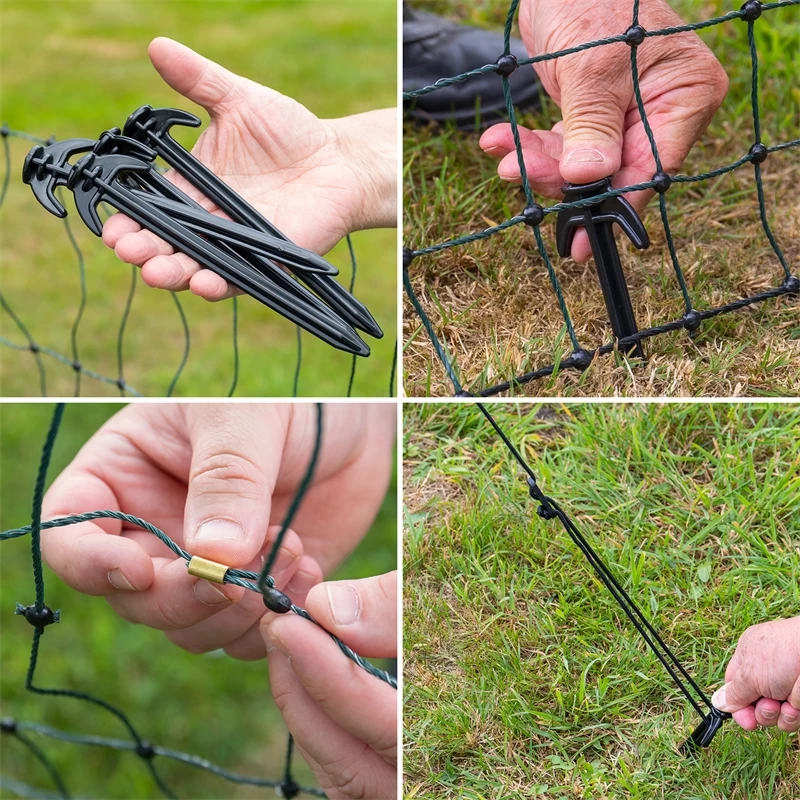 VOSS.farming FarmNET 50m Hühnerzaun, Geflügelnetz, 112cm, 16 Pfähle, 2 Spitzen, Grün, Ohne Strom – Bild 11