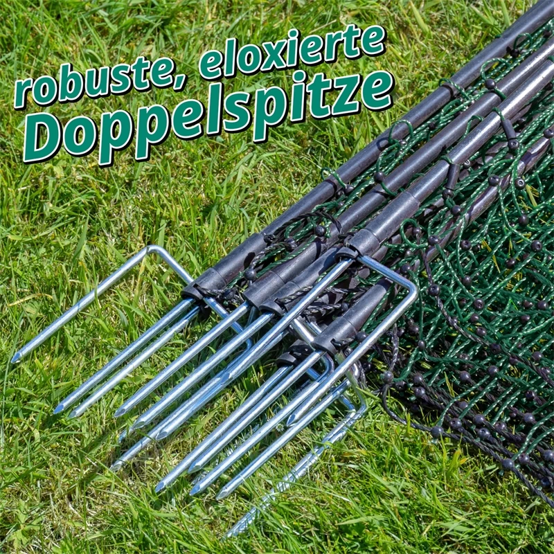VOSS.farming FarmNET 50m Hühnerzaun, Geflügelnetz, 112cm, 16 Pfähle, 2 Spitzen, Grün, Ohne Strom – Bild 20
