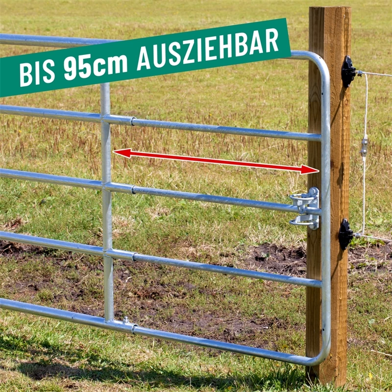 VOSS.farming Weidetor Weidezauntor, Verzinkt, Verstellbar 405 - 500 Cm, 110 Cm Hoch – Bild 8