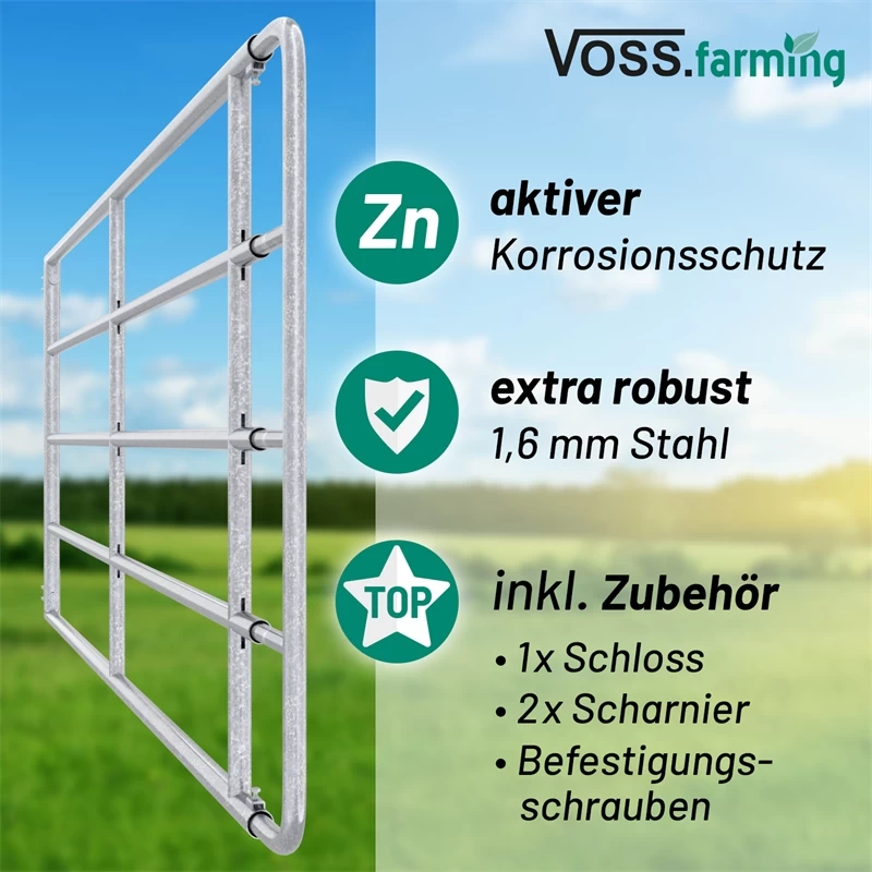 VOSS.farming Weidetor Weidezauntor, Verzinkt, Verstellbar 205 - 300 Cm, 110 Cm Hoch – Bild 5